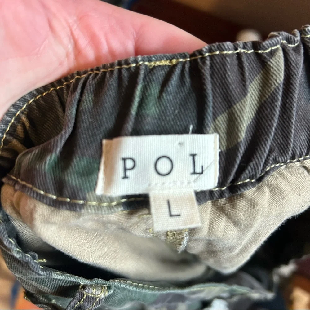 POL Camouflage Camo Cargo Army Joggers with Lace Detail Boho Women’s Size Large - Picture 5 of 6